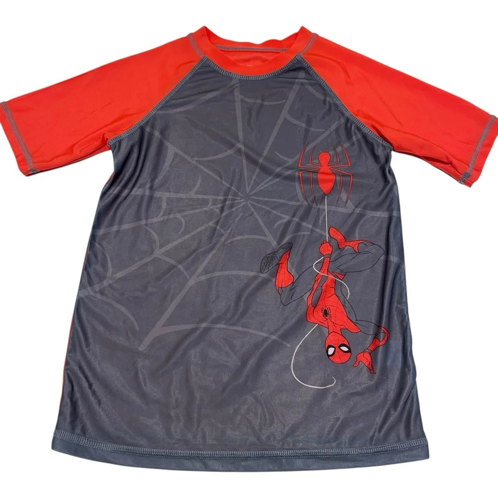 Marvel Comics Amazing Spider-Man Short Sleeve Rash Guard Boys Size M UPF 50+ NWT